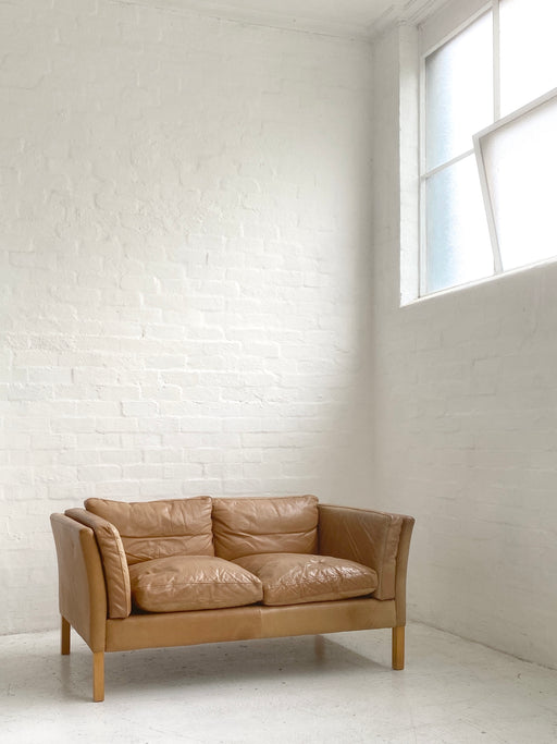 Danish Tan Leather Sofa