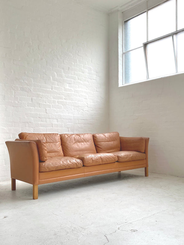 Danish Tan Leather Sofa