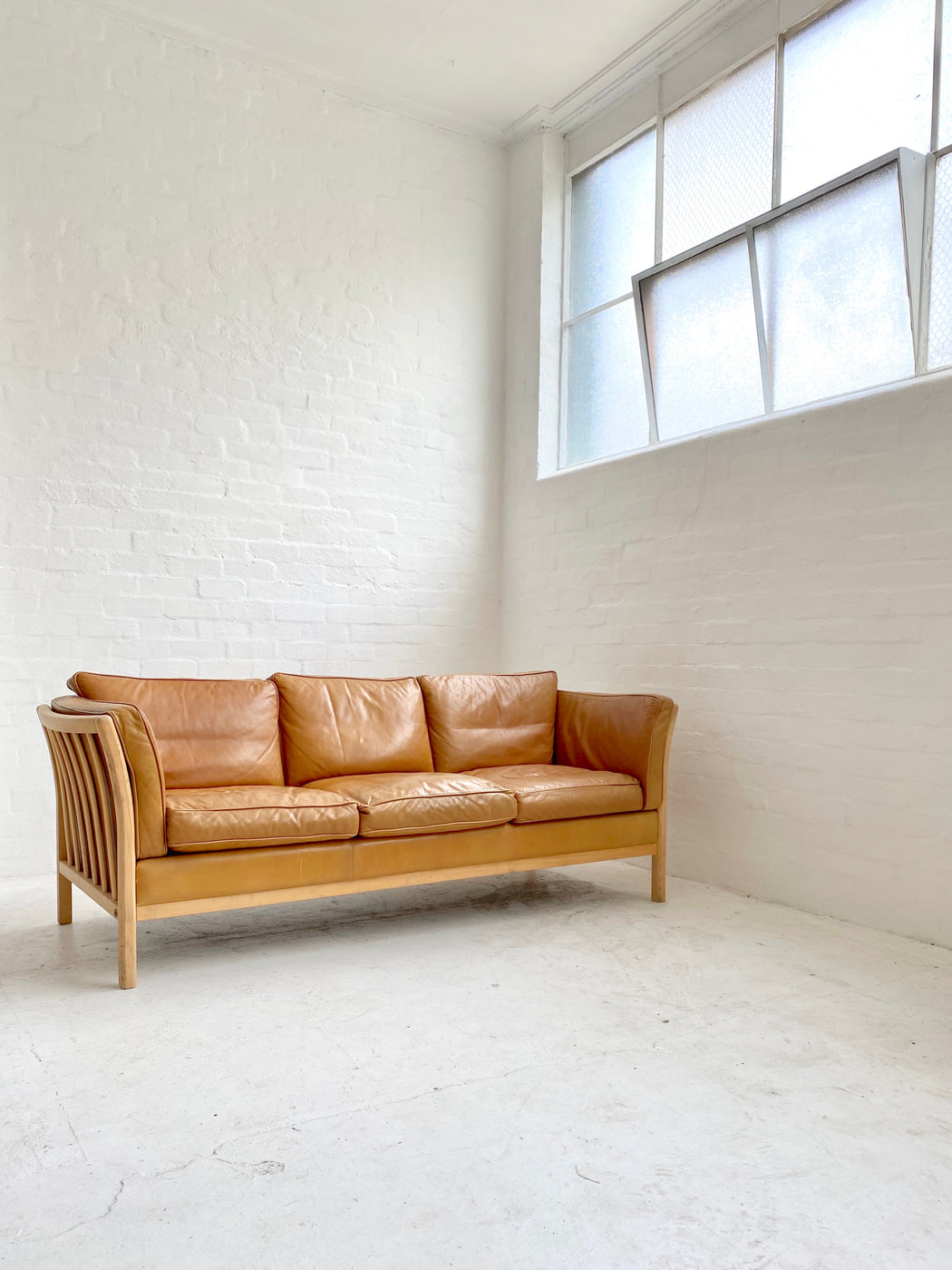 Stouby Tan Leather Sofa
