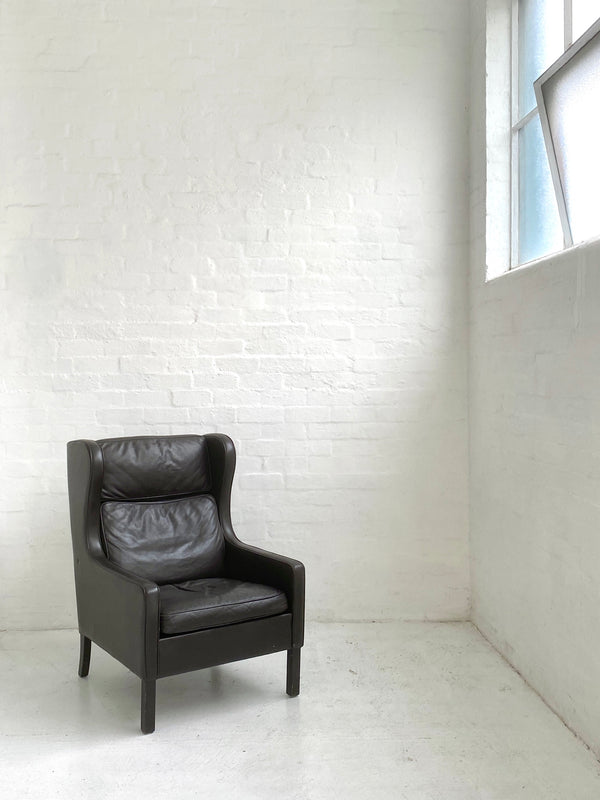 Danish Wingback Leather Chair