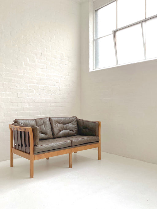 Danish Oak & Leather Sofa